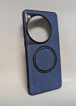 Чохол для oneplus 12 / ванплюс 12, textile magnetic ring, magsafe, синій