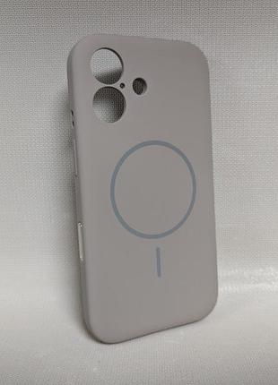 Чехол для iphone 16 / айфон 16, soft touch, противоударный, magsafe, премиум силикон, серый