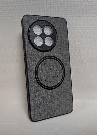 Чехол для oneplus 13r / ванплюс 13r, textile magnetic ring, magsafe, серый