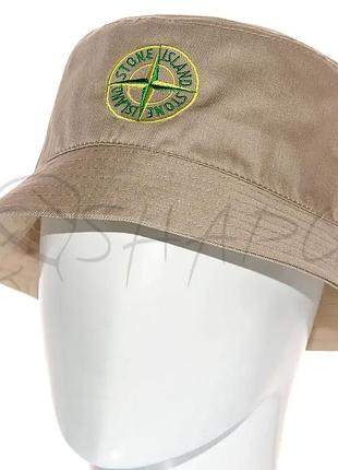 Панама літня бавовняна брендова вишивка панамка котонова універсальна stone island pkh18005 бежевий