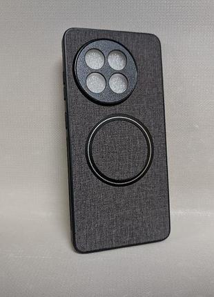 Чехол для oneplus ace 5 / ванплюс эйс 5, textile magnetic ring, magsafe, серый