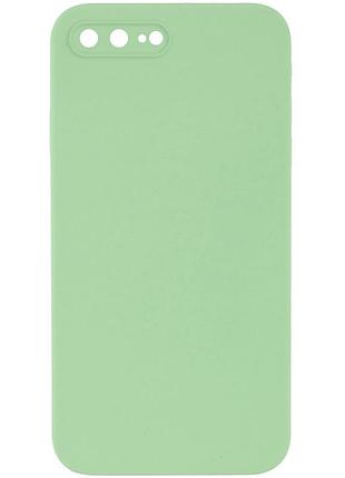 Чехол на iphone 7 plus / iphone 8 plus мятный матовый силиконовый с микрофиброй с защитой камеры