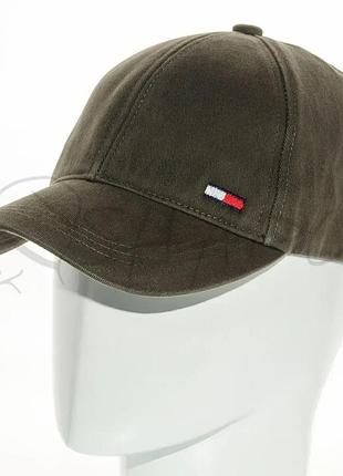 Бейсболка зимняя утепленная флисом на стрейч резинке с вышивкой tommy hilfiger bskhz25545 хаки