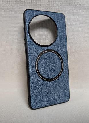 Чехол для oneplus 13 / ванплюс 13, textile magnetic ring, magsafe, голубой