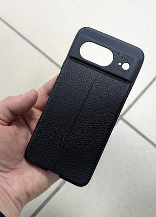 Противоударный чехол autofocus google pixel 8 leather черный
