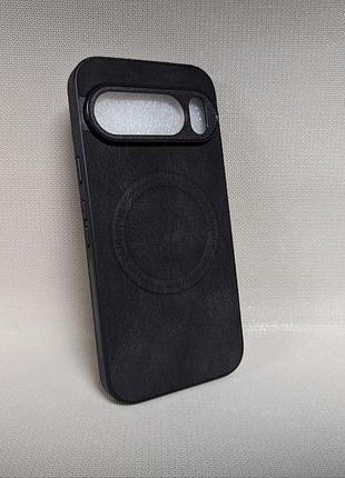 Чехол для google pixel 10 pro xl / гугл пиксель 10 про хл, leather tpu, эко-кожа, magsafe, противоударный, черный