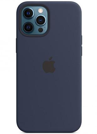 Чохол на iphone 12 pro max темно-синій силіконовий матовий з magsafe анімацією зарядки для айфон 12 про макс