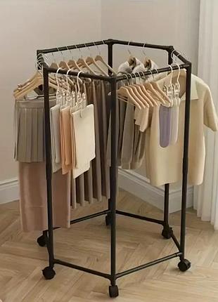 Напольная вешалка для одежды с поворотным механизмом на 360° и колесами top shop ua_