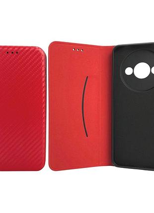 Чехол книжка для телефона xiaomi redmi a3 fiber на магните с функцией подставки и карманом для карт red 4you