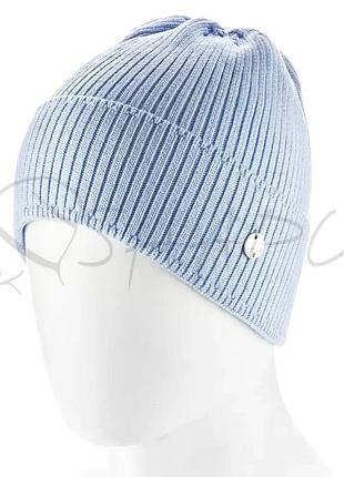 Шапка молодежная луковичка из вискозы с отворотом без подкладки одинарная atrics wh896 голубой