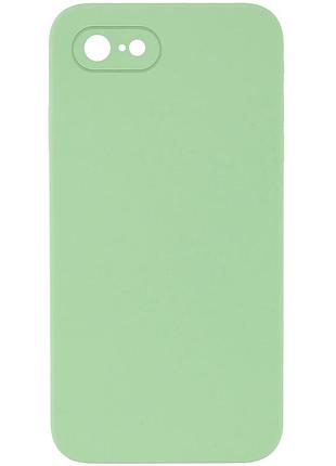 Чехол на iphone 7 / iphone 8 / iphone se (2020) мятный силиконовый матовый с защитой камеры и квадратными гранями