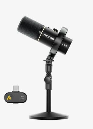 Мікрофон maono pd200w hybrid бездротовий 2.4ghz і usb і xlr, динамічний кардіоїдний для пк, android, iphone