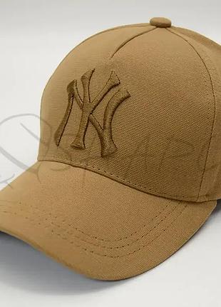 Кепка unisex с брендовая вышивкой бейсболка котоновая с регулировкой размера new york bth20781 темно-бежевый