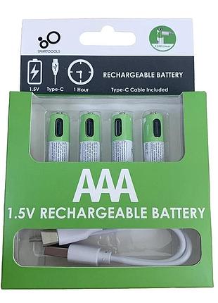 Батарейки aaa аккумуляторные с разъемом usb type-c от smartoools на 1.5v/750mwh - 4 шт.