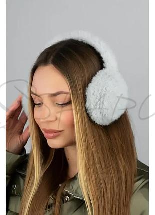 Наушники женские котоновые зимние пушистые braxton 7250 светло-серый