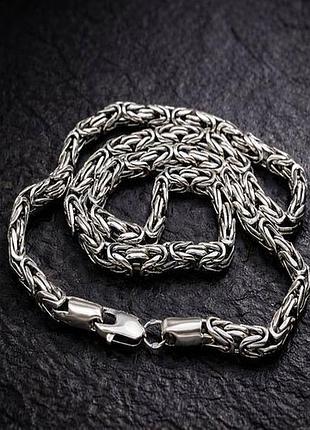 Массивный серебряная мужская цепочка "лисий хвост"(фокс, византия) 65