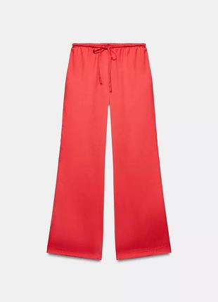 Атласные брюки на шнурках