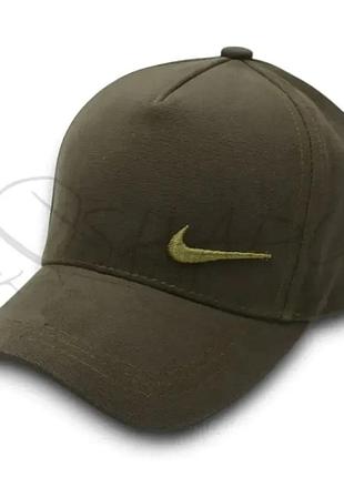 Кепка unisex з брендовою вишивкою бейсболка котонова з регулюванням розміру nike bth20842 хакі