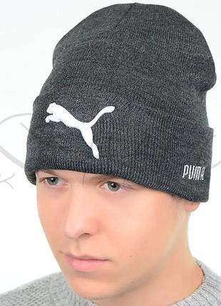 Стильная вязаная шапка лопата бренд puma l19023 желтый