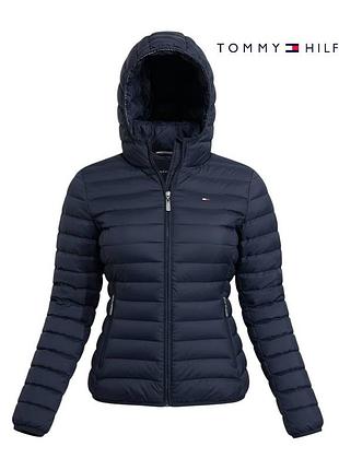 Оригинальный женский демисезонный микро пуховик tommy hilfiger jeans размер s темно синий женская осенняя куртка демисезонная томи хилфигер весенняя