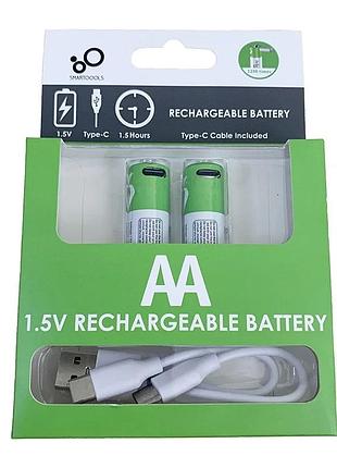Батарейки aa акумуляторні з роз'ємом usb type-c від smartoools на 1.5v/2600mwh — 2 шт.