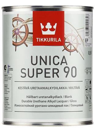 Лак яхтный для внутренних и наружных деревянных поверхностей unica super tikkurila глянцевый , 0,9 л