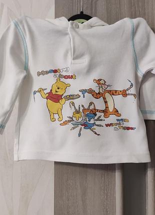 Кофточка на малыша disney с вини пухом с капюшоном, детская трикотажная кофточка на ребенка 3-4 месяцев