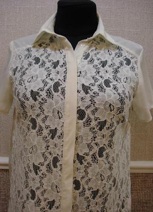Летняя кофточка блуза с воротником и коротким рукавом.2 фото