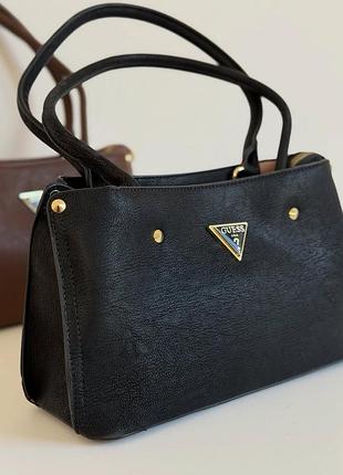 Женская сумка guess багет, сумка гесс, сумка на плечо, офисная сумка, деловая сумка чорний