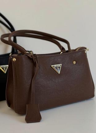 Женская сумка guess багет, сумка гесс, сумка на плечо, офисная сумка, деловая сумка шоколадний