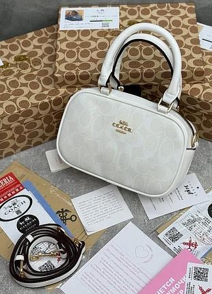 Жіноча сумка coach, сумка коач, сумка на плече, сумка через плече, крос-боді, сумка-бочечка білий