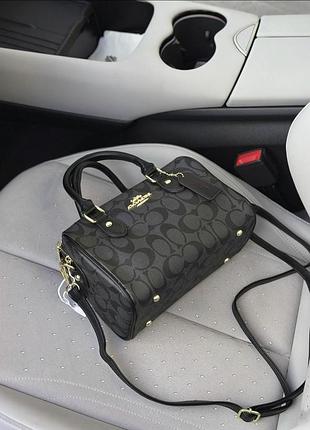 Жіноча сумка coach rowan satchel, сумка коач, модна сумка саквояж, сумка-бочечка