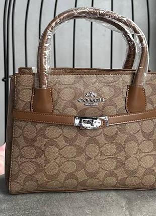 Женская сумка coach, сумка коач, сумка шоппер, модная сумка, офисная сумка, shopper, шопер коричневый