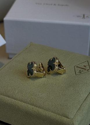 Жіночі сережки van cleef & arpels вечірні ювелірні кульчики з камінчиками ван кліф і арпельс брендові сережки для вух