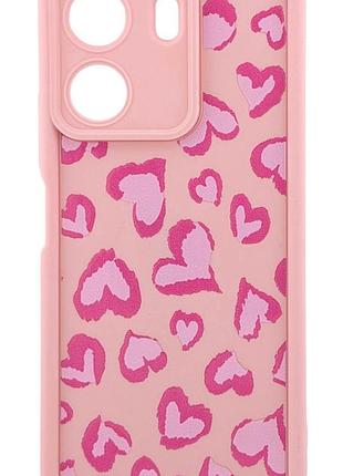 Чехол shock case print для xiaomi redmi 13c бампер силиконовый светло-розовый с рисунком сердца