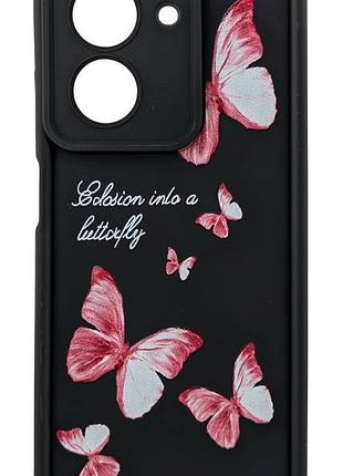 Чохол shock case print для xiaomi redmi a5 eu (код моделі 25028rn03y) бампер силіконовий чорний з малюнком метелики