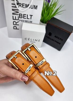Шкіряний ремінь жіночий celine брендовий пояс для жінки з шкіри широкий пасок для дівчини селін рудий №2