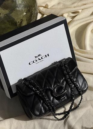 Женская городская сумка из кожи coach классическая сумочка коуч для женщины кожаная сумка для девушки через плечо черный №2