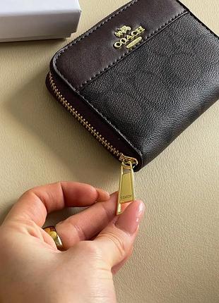 Жіночий шкіряний гаманець коуч маленький кошельок для дівчини coach брендовий бумажник для жінки коричневий