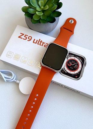Смарт часы фитнес браслет трэккер smart watch z59 ultra пульсометром тонометром с nfc оранжевые + подарок