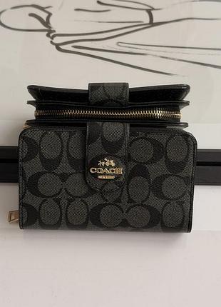 Кожаный женский кошелек книжка коуч маленький кошелек для девушки coach брендовый бумажник для женщины