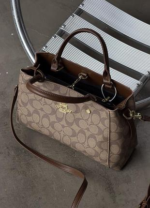 Городская женская сумка из кожи coach классическая сумочка коуч для женщины кожаная сумка для девушки через плечо бежевый