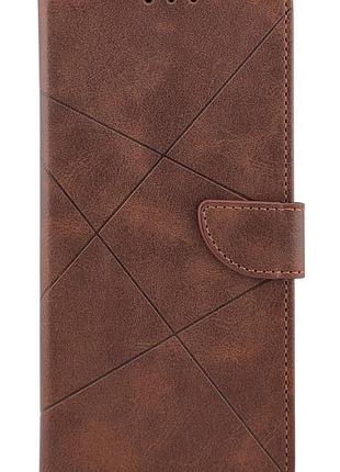 Чехол книжка business leather claps для samsung galaxy a12 / a125 на магните с подставкой коричневый