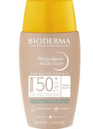 Bioderma photoderm nude touch spf 50+ doree солнцезащитный флюид, для смешанной и жирной кожи