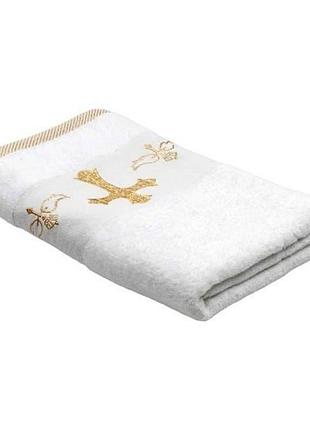 Банний махровий рушник крижма 135x65см 30138 білий із золотим top shop ua_