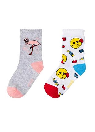 Комплект носков для девочек emoji из 2 пар, размер обуви 23-26, цвет белый, серый