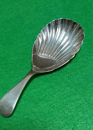 Ложка для чая caddy spoon shiffild england антиквариат посеребряная.