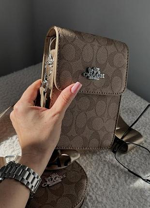 Маленькая сумка, сумка для телефона coach, барсетка для телефона, сумка коач, сумка через плечо, кросс-боди ко