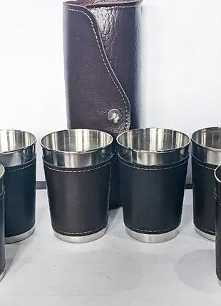 Чарки в шкіряному чохлі україна (6шт)
