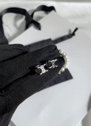 Женские серьги гвоздики celine ювелирные сережки для девушки селин брендовые вечерние серьги для ушей